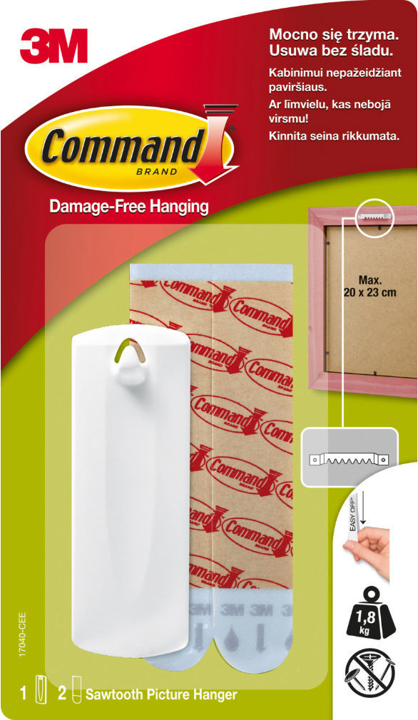 3M Command™ Plastový háček na rámy obrazů, 1 ks, 17040