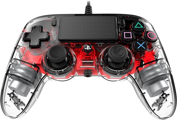 Nacon Wired Compact Controller PS4 - průhledný červený