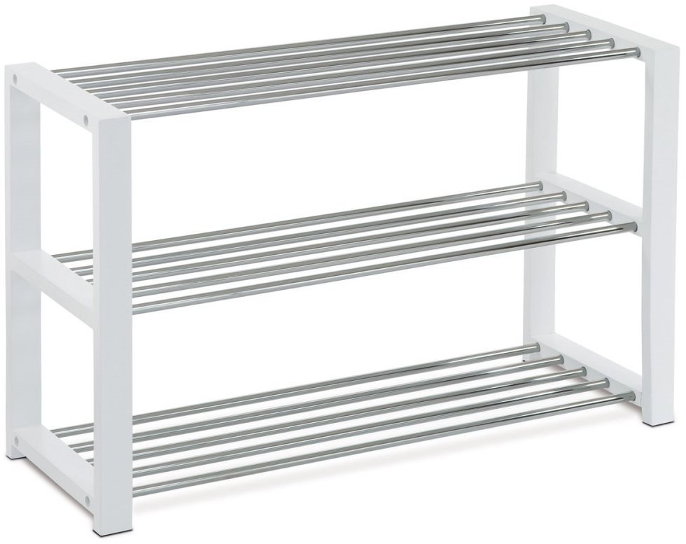 Nejlevnější nábytek Quincy 12 3-policový botník, chrom/bílý