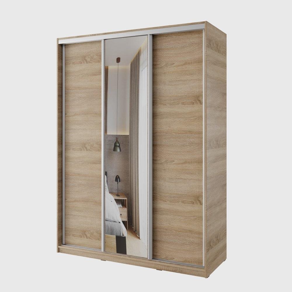 Nejlevnější nábytek Nejby Barnaba 150 cm s posuvnými dveřmi, zrcadlem - dub sonoma