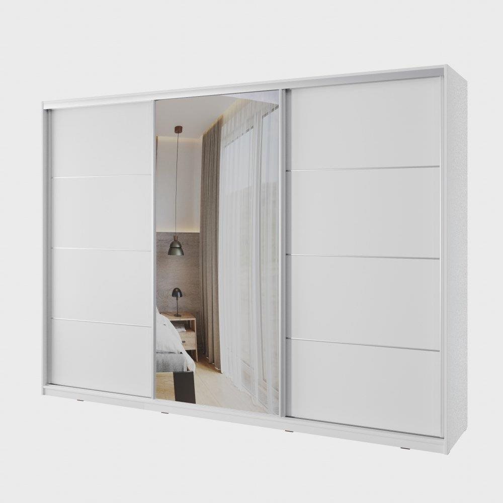Nejlevnější nábytek Nejby Barnaba 280 cm s posuvnými dveřmi, zrcadlem - bílá