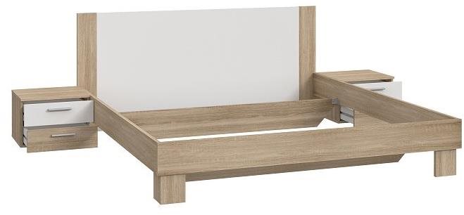 Nejlevnější nábytek ELEK s nočními stolky, dub sonoma/bílá, 5 let záruka