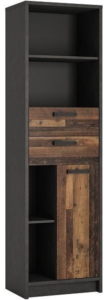 Nejlevnější nábytek LIVANA vysoký regál 1D2S, matera tmavý / old style