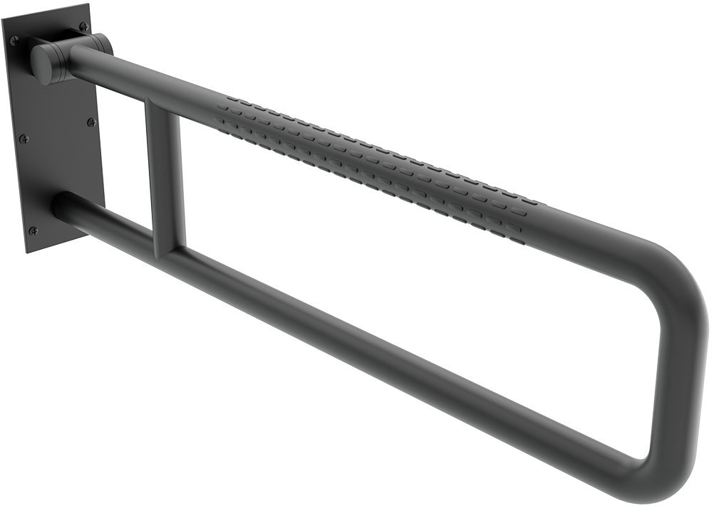 Nimco Bezpečnostní madlo do koupelny a WC černé sklopné – 80 cm nerez nosnost 150 kg BMSC-9080-90