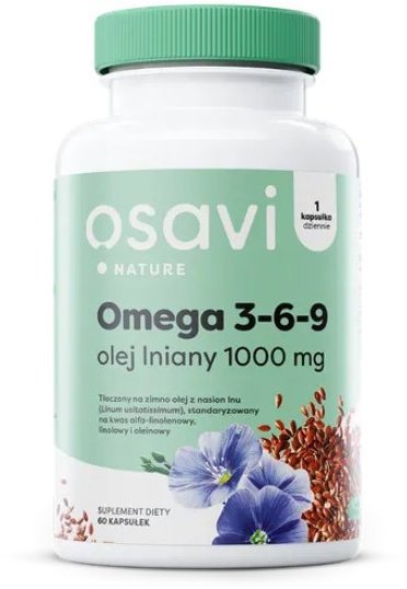 Osavi Omega 3-6-9 lněný olej 1000 mg, 60 softgel kapslí