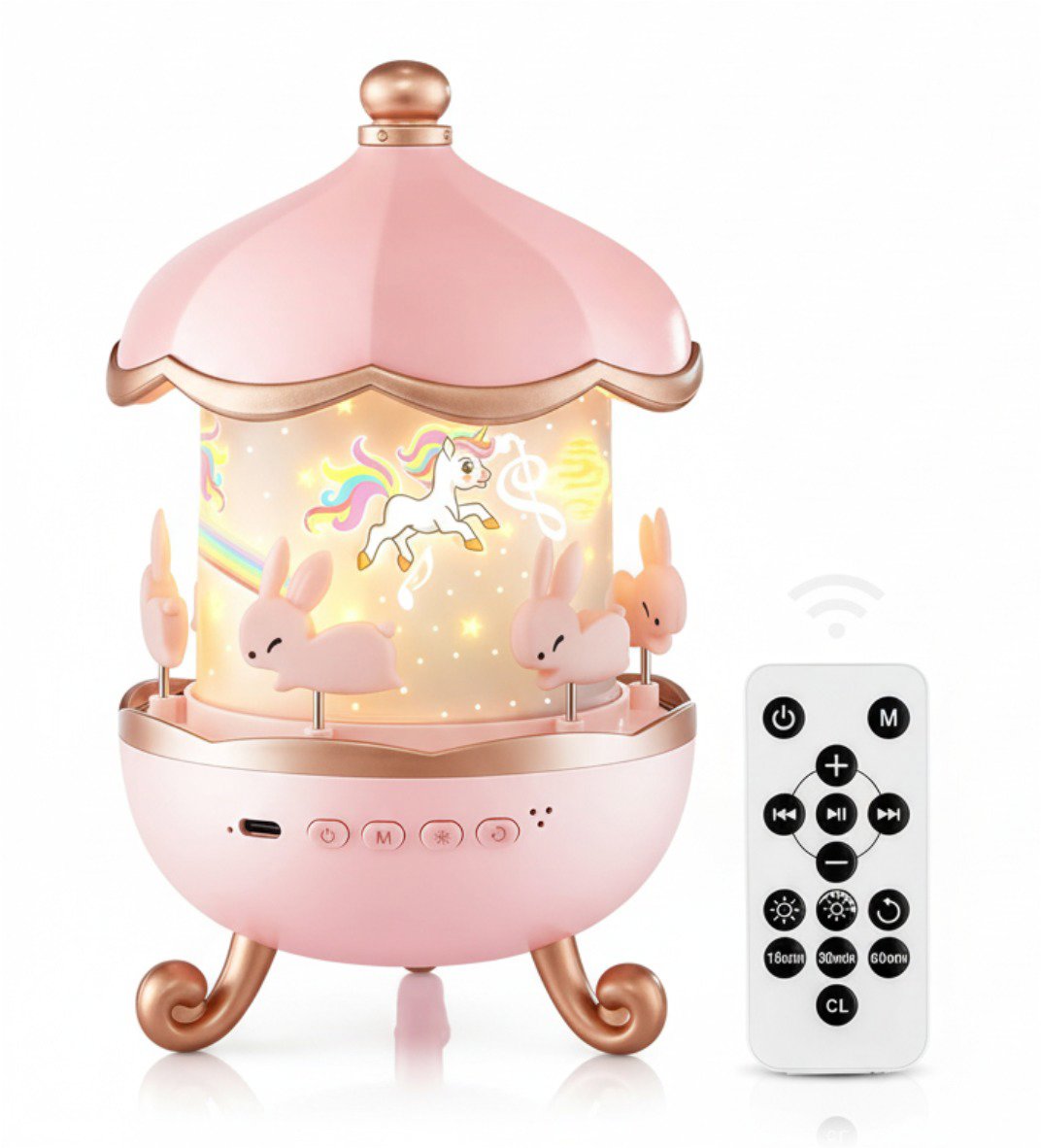 One Fire Projektor noční oblohy s rotujícím kolotočem a 10 uklidňujícími zvuky