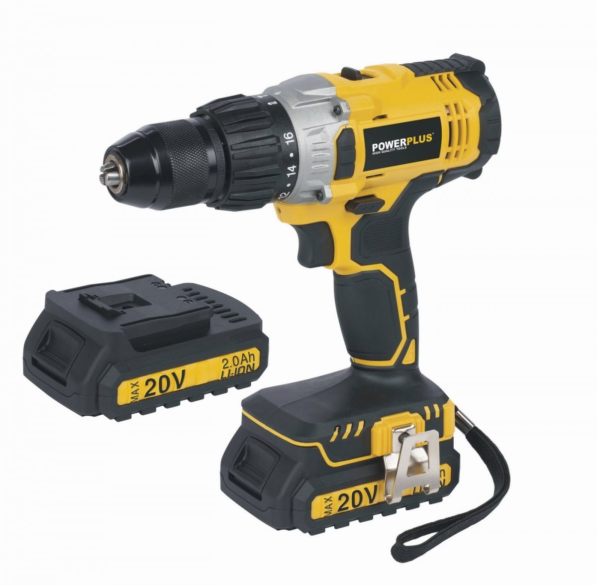POWERPLUS Šroubovák / vrtačka AKU s příklepem 20V LI-ION 2BAT POWX00445 (2x2 Ah)