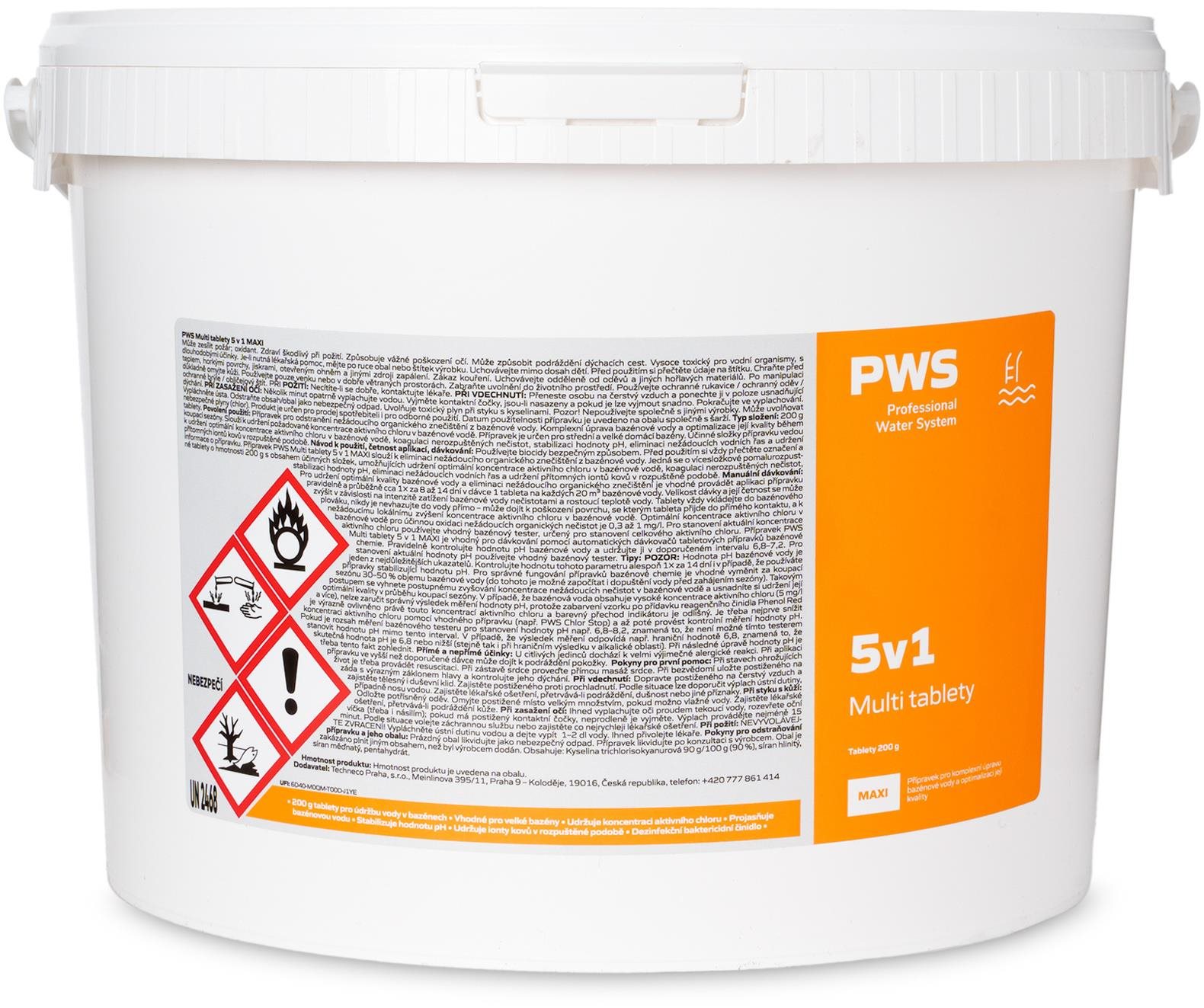 PWS Multi tablety 5v1 do bazénu 200 g 20 kg