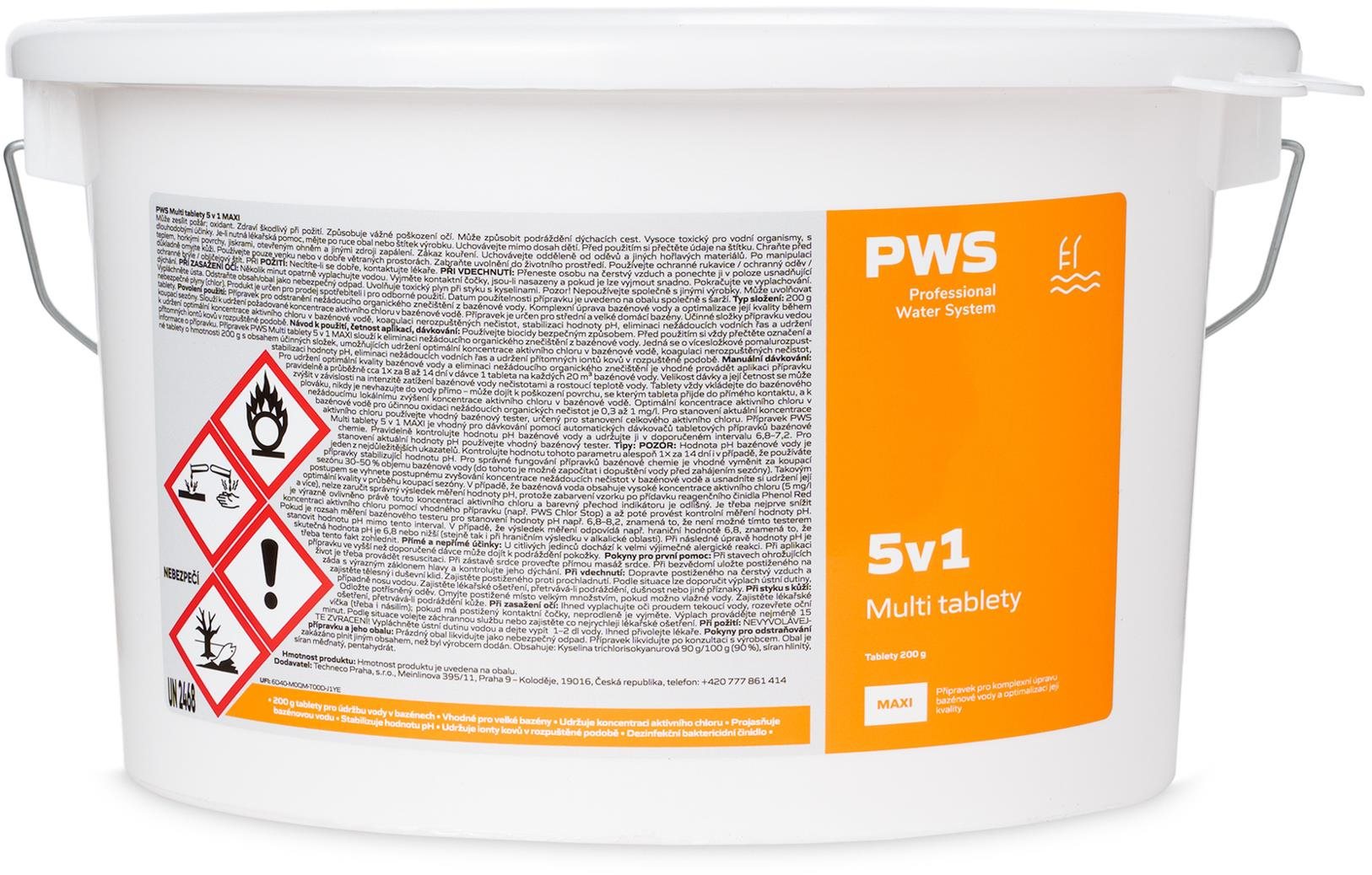 PWS Multi tablety 5v1 do bazénu 200 g 5 kg
