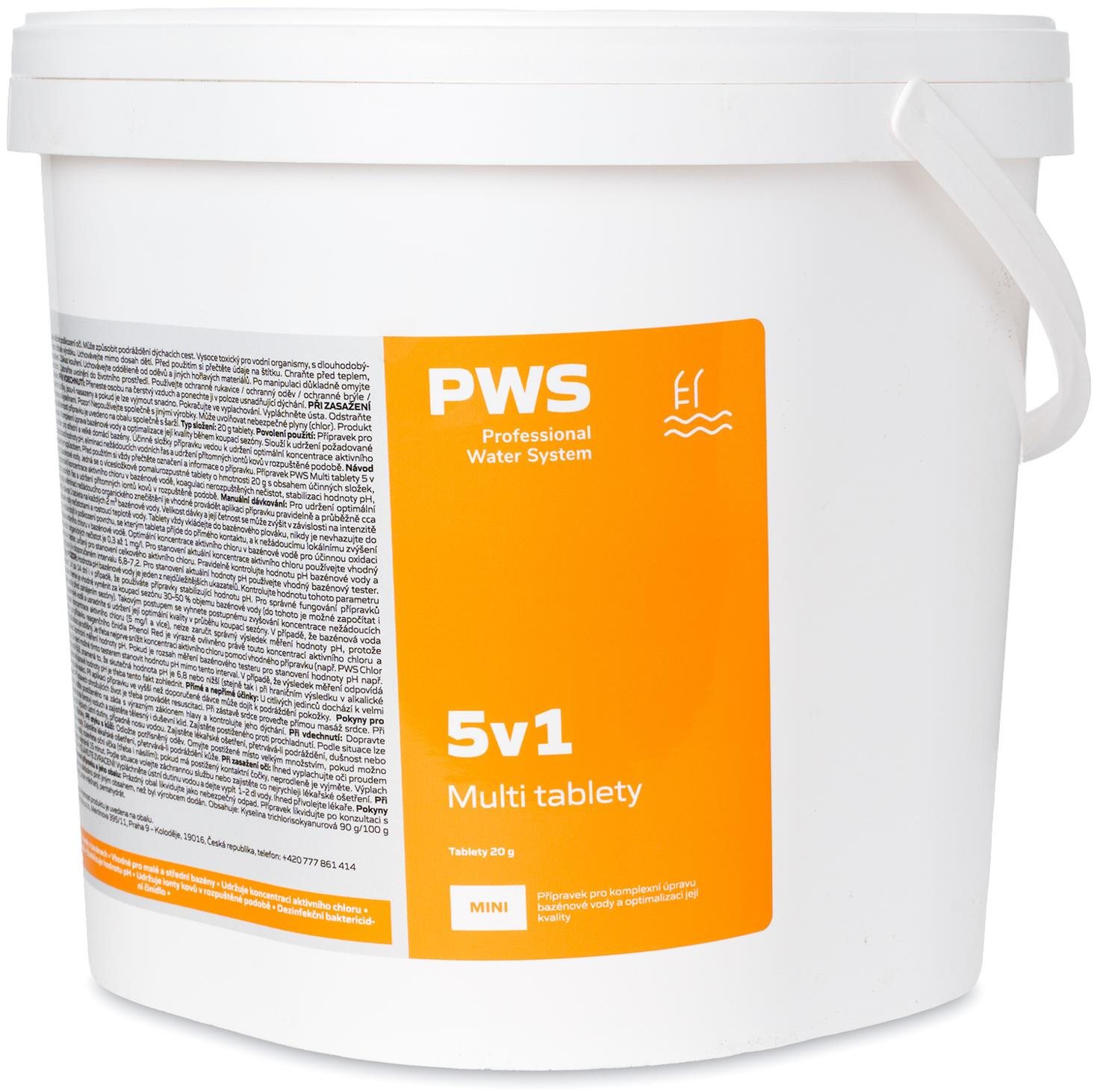 PWS Multi tablety 5v1 do bazénu 20 g 3 kg