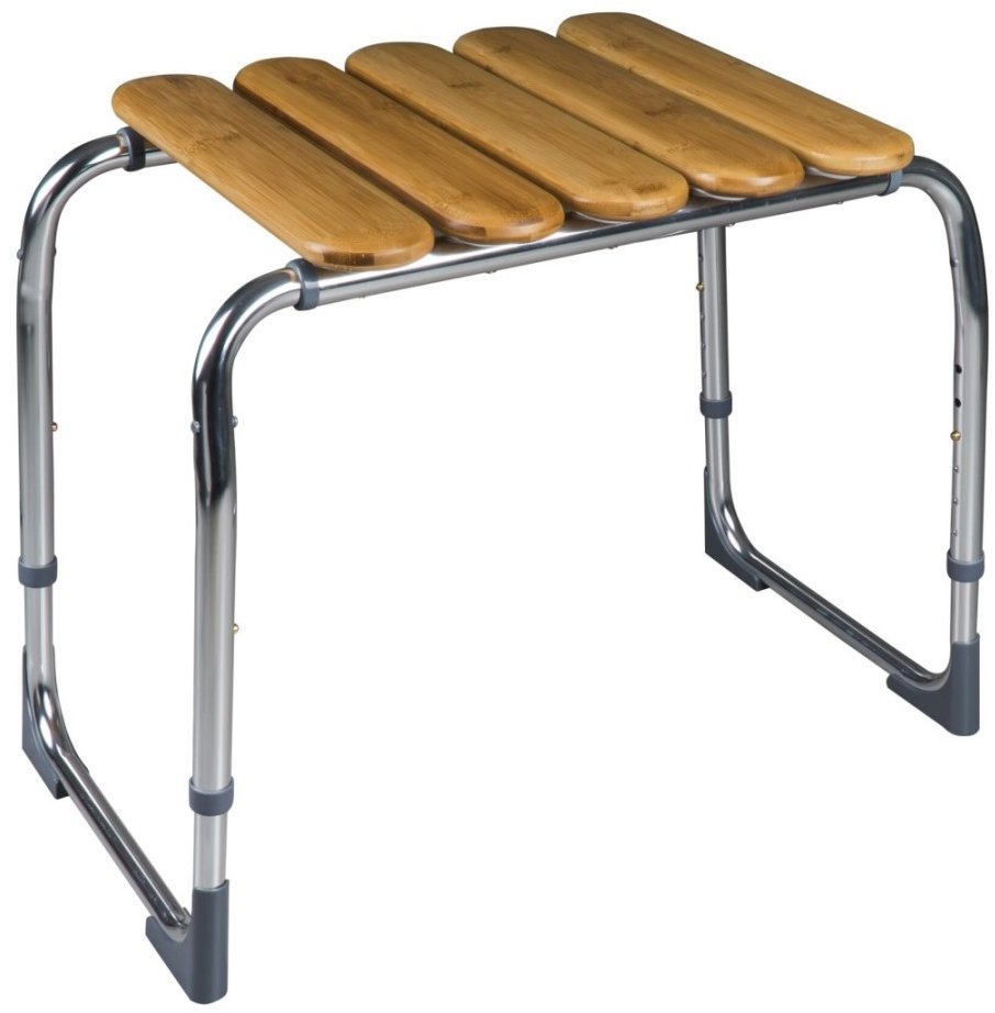 Ridder Koupelnová stolička, výškově nastavitelná, 130 kg, bambus