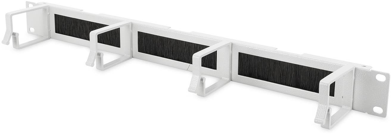 Roline 19" vyvazovací panel 1U s kartáčovým prostupem, 4 × kovový třmen ''G'' 44 × 60, šedý