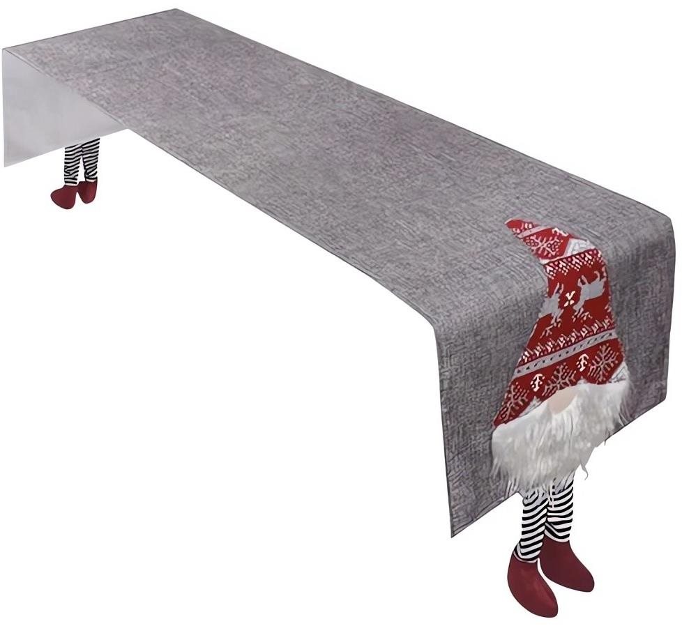 Ruhhy 22501 Vánoční Běhoun na stůl s filcovými nožičkami 180 × 33 cm, šedý