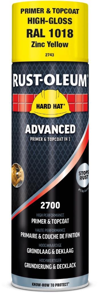 Rust-Oleum Samozákladující průmyslová barva ve spreji Hard Hat® Advanced 2v1, žlutá