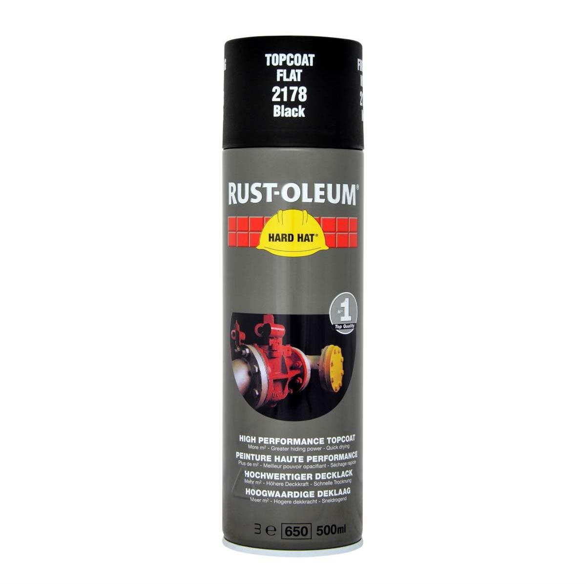 Rust-Oleum Černá matná barva ve spreji HARD HAT Topcoat 500 ml