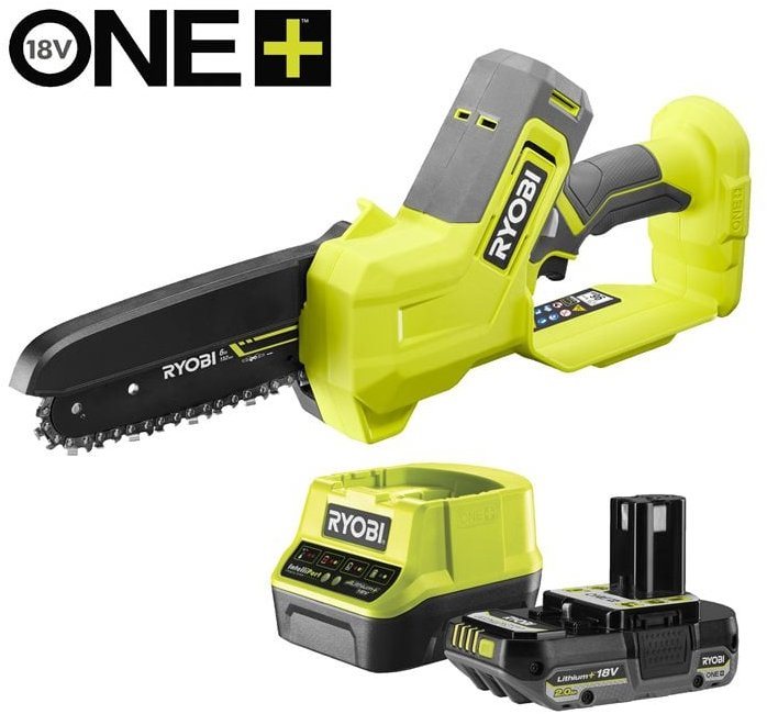 RYOBI Řetězová pila jednoruční AKU 18V ONE+™ 15 cm (1x2 Ah)
