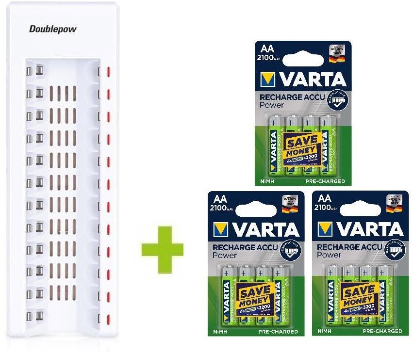 OXE Battery Charger AA na 12 ks a 12 ks nabíjecích baterií Varta 56706 R6 2100mAh NIMH basic