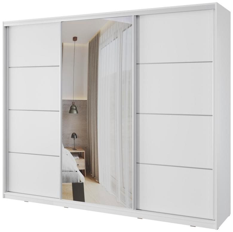 Nejlevnější nábytek - NEJBY BARNABA 250 cm s posuvnými dveřmi, bílá