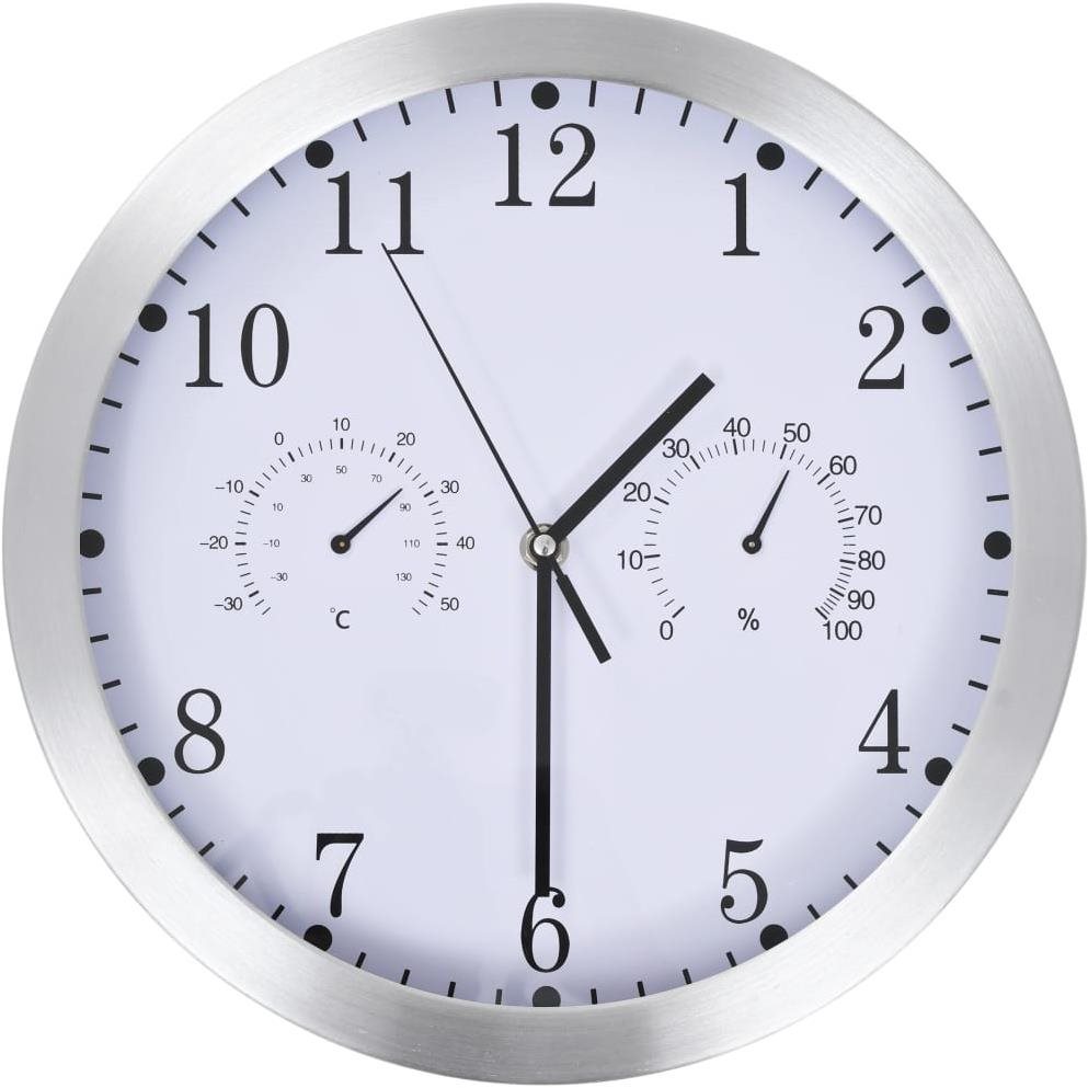 Nástěnné hodiny strojek Quartz vlhkoměr a teploměr 30 cm bílé