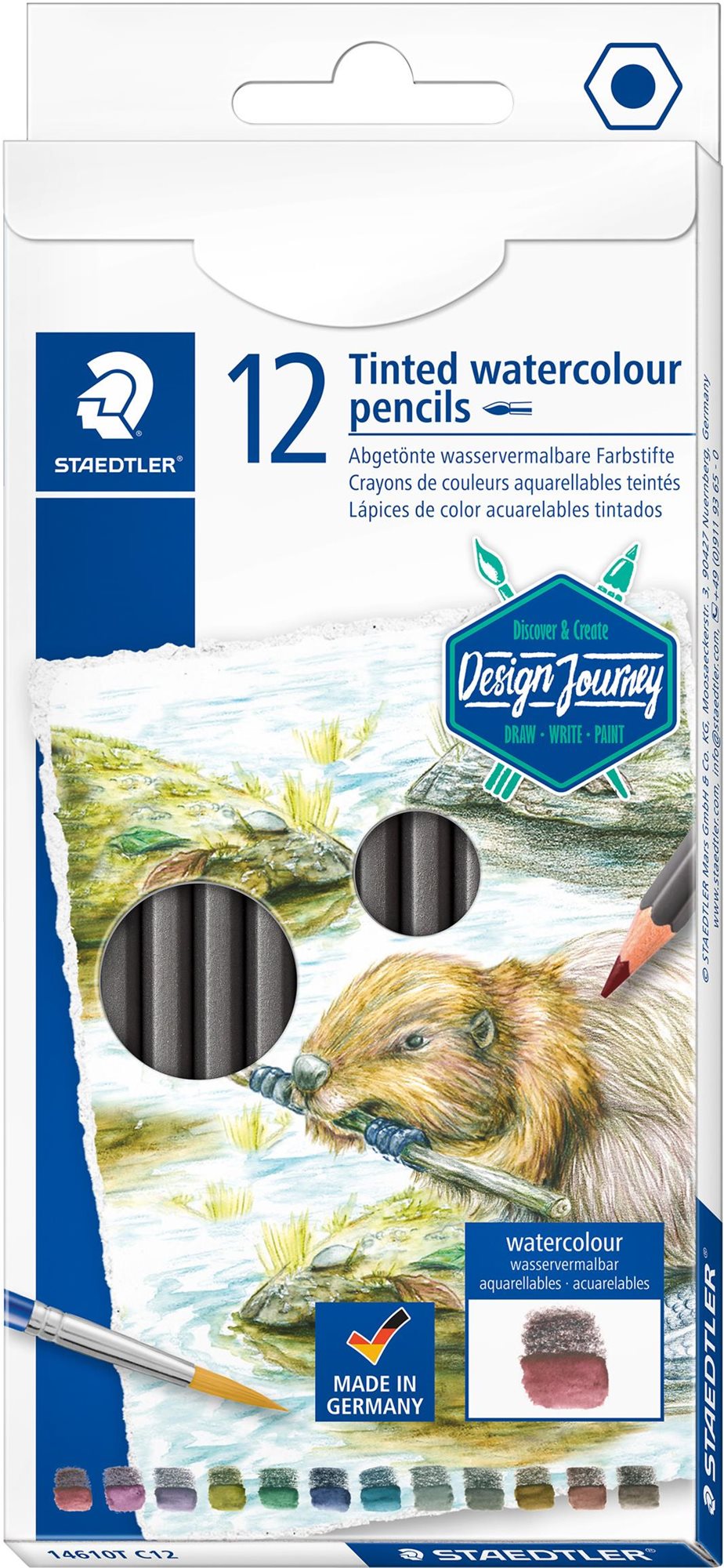 STAEDTLER Design Journey akvarelové, 12 barev