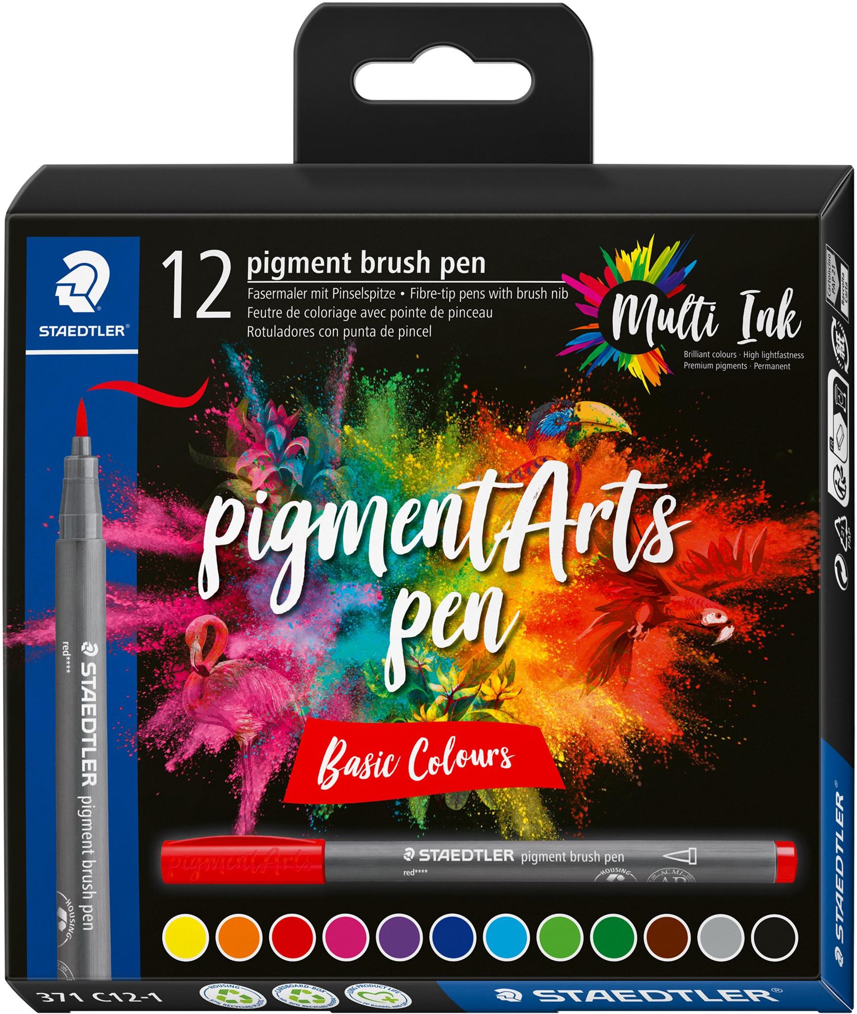 STAEDTLER 371 Brush marker Basic, 12 barev