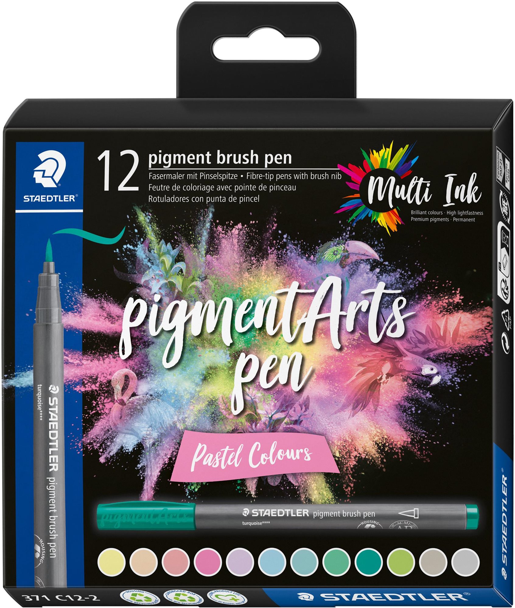 STAEDTLER 371 Brush marker Pastel, 12 barev