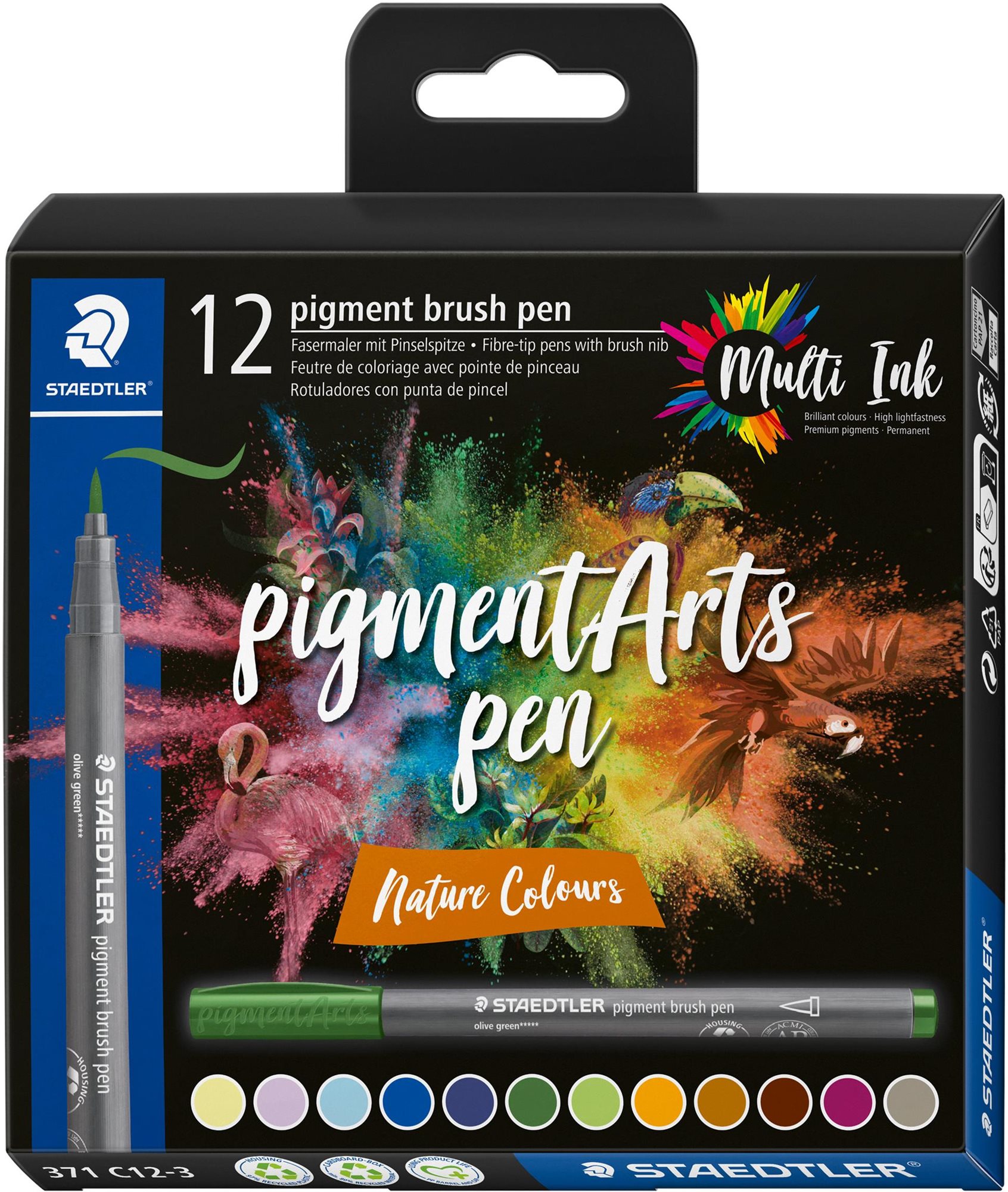 STAEDTLER 371 Brush marker Nature, 12 barev