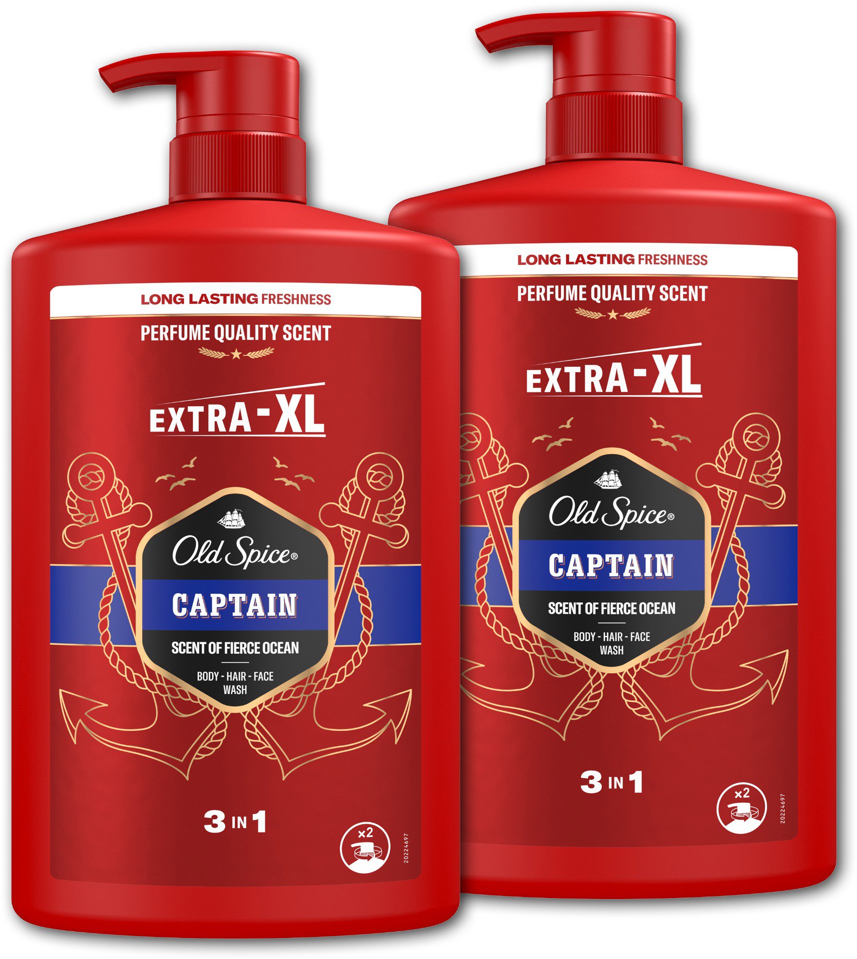 OLD SPICE Captain Sprchový gel 3v1 2 × 1000 ml