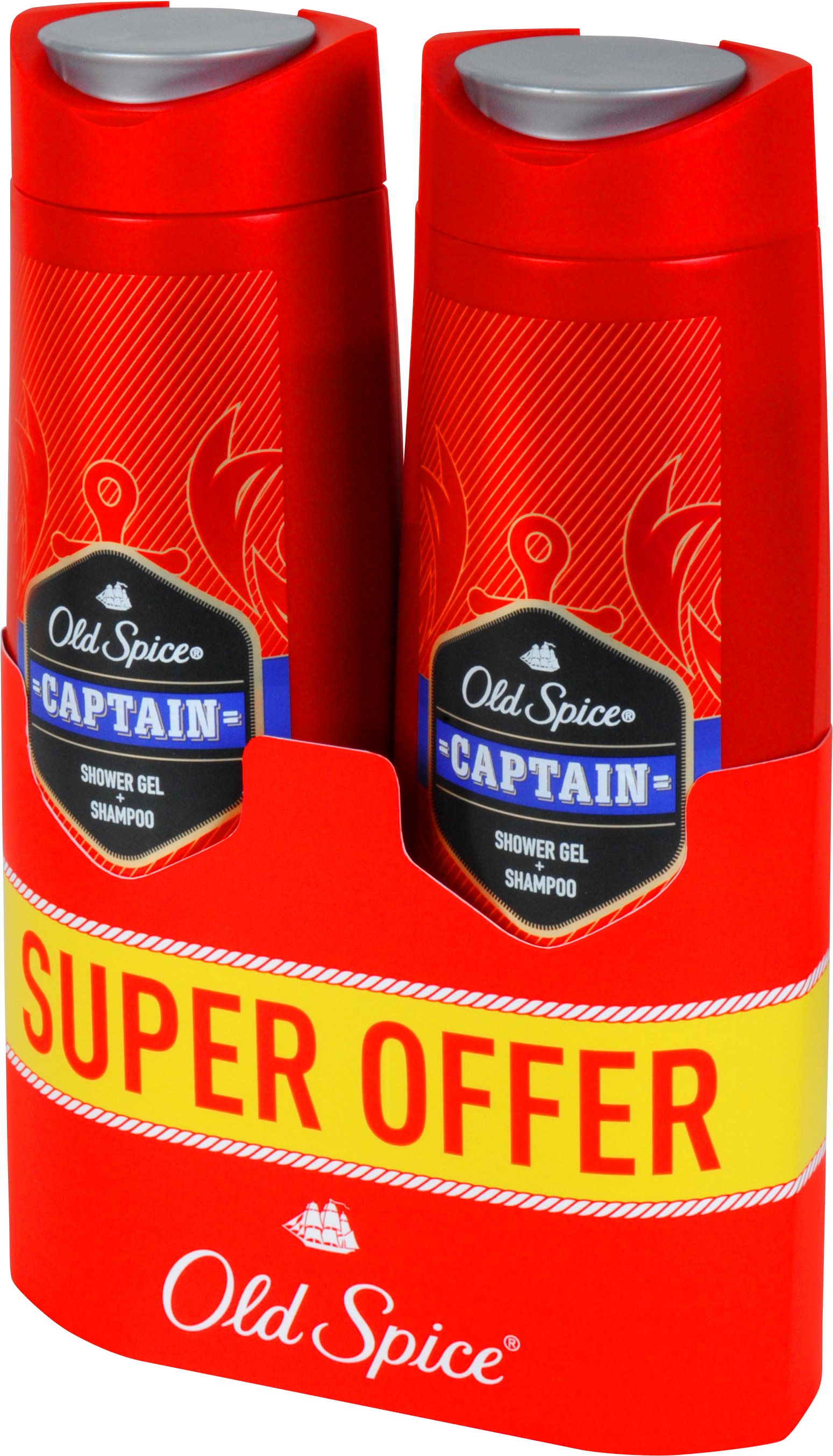 OLD SPICE Captain Shower Gel 2-in1 pack 2× 400 ml