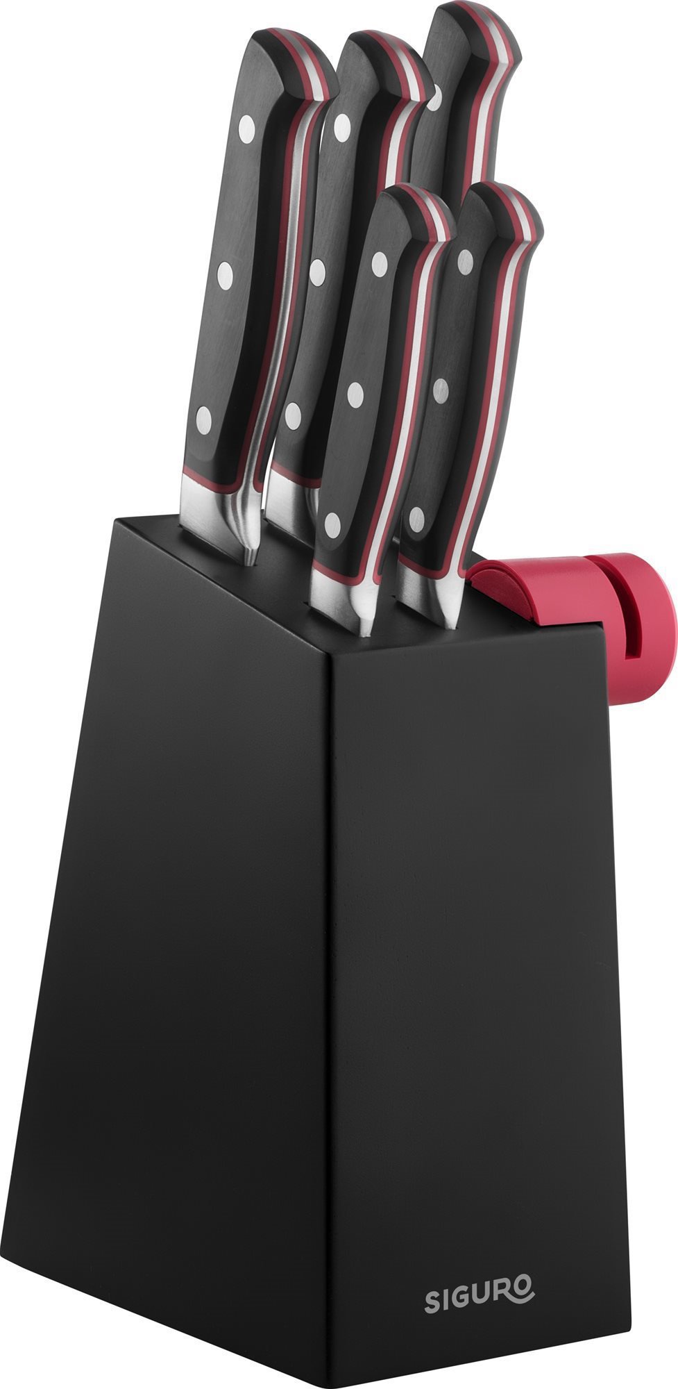 Siguro Sada nožů Kuro 5 ks + blok na nože s brouskem