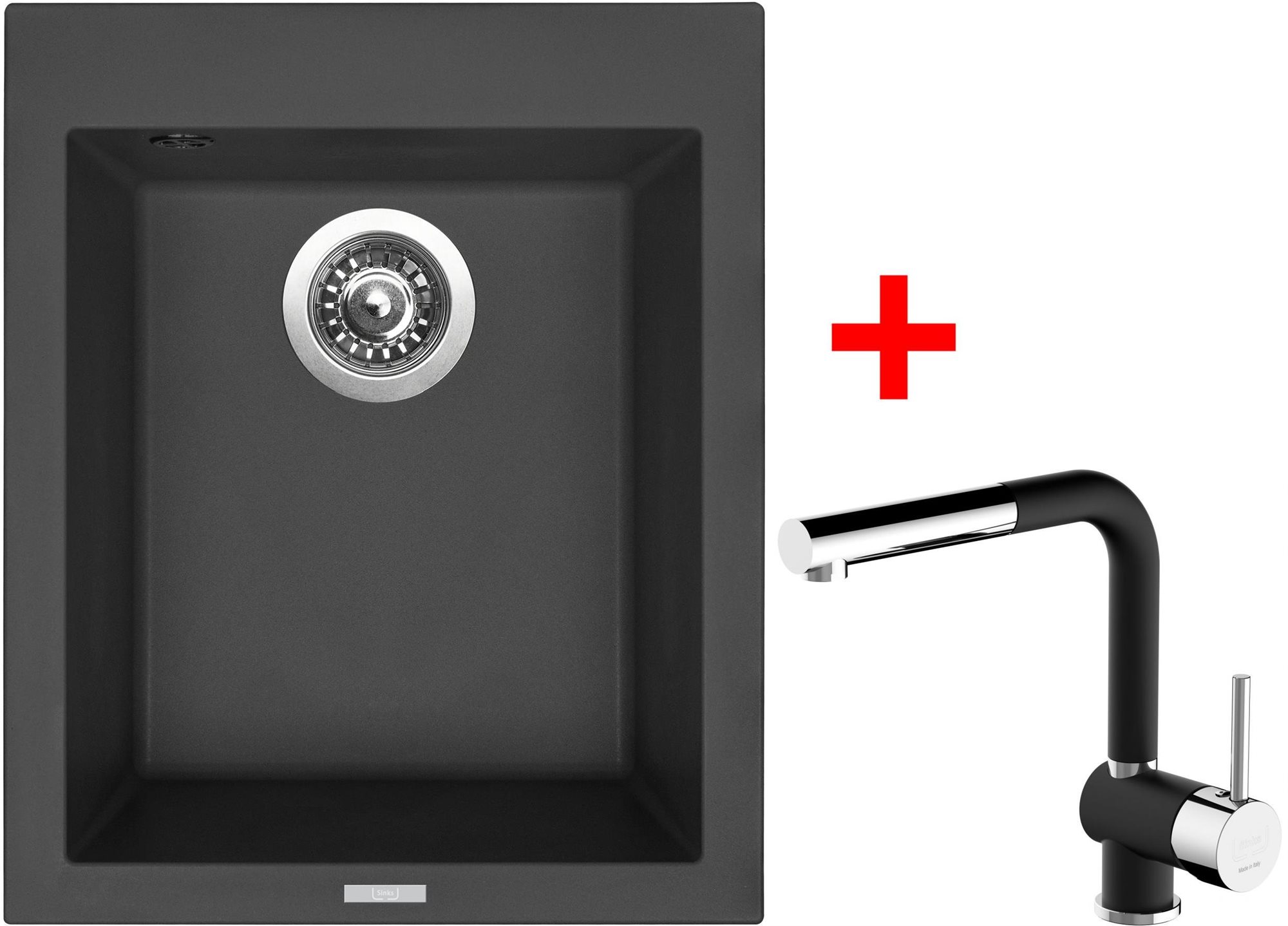 Sinks Cube 410 Pureblack + Mix 3 P GR