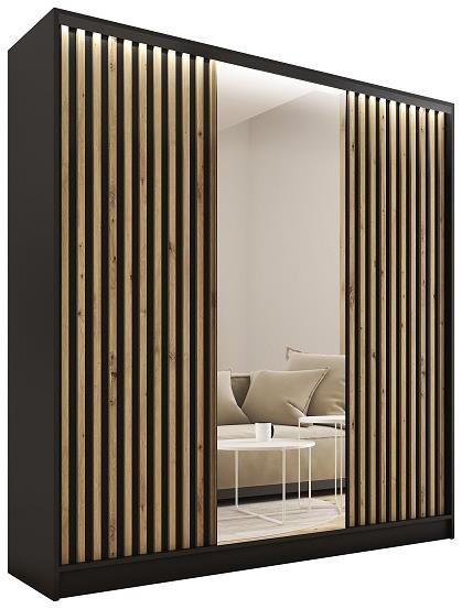 Nejlevnější nábytek Insular 3D 150 se zrcadlem - černý mat / dub artisan