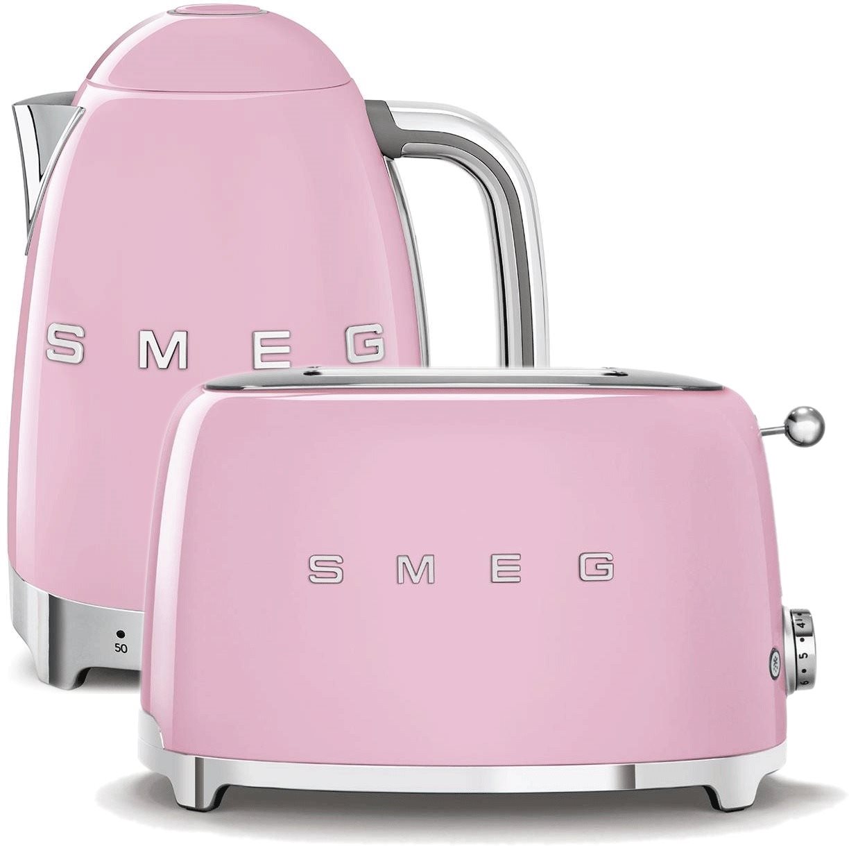 SMEG 50's Retro Style Konvice 1,7l LED růžová + topinkovač 2x2 růžový 950W