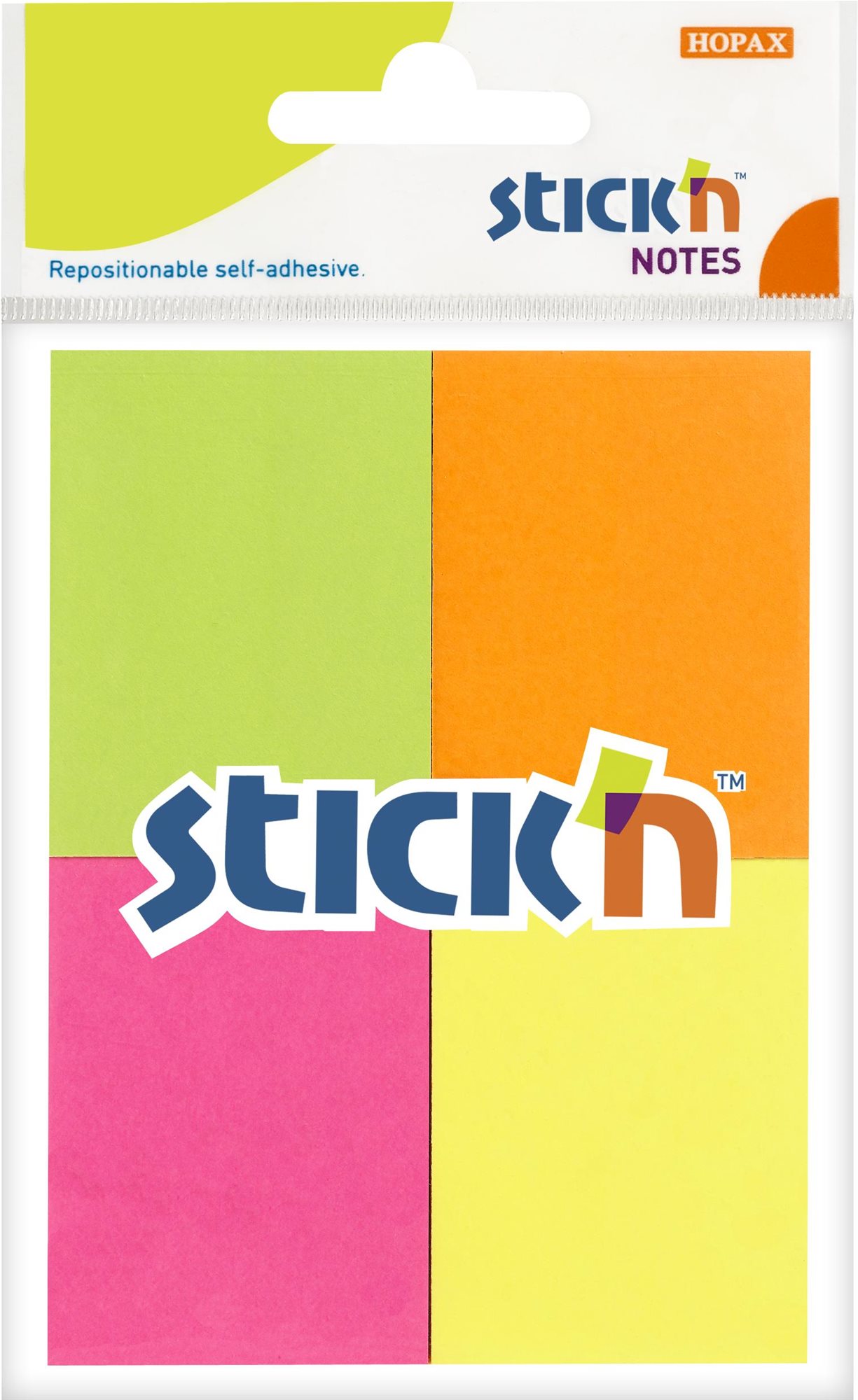 STICK´N 38 × 51 mm, neon mix, 4 × 50 lístků