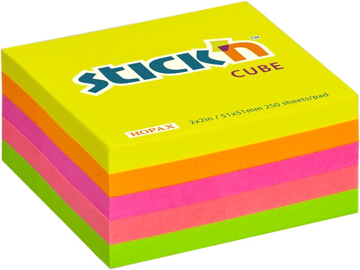 STICK´N 51 × 51 mm, neon mix, 250 lístků