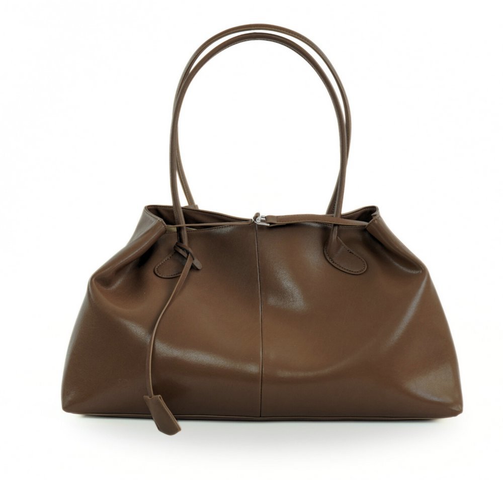 Solier kožená kabelka FL37 hnědá shopper