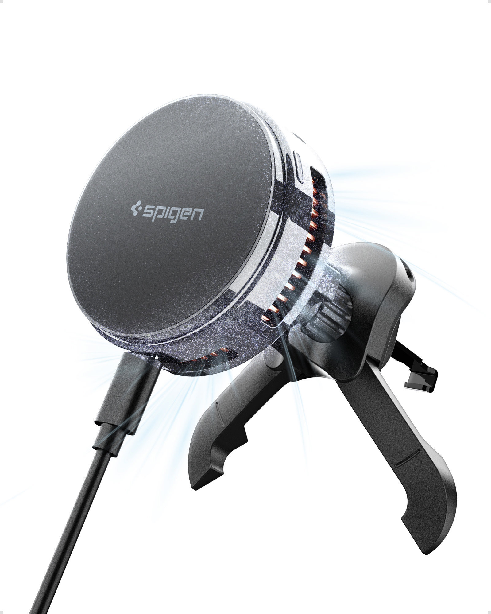 Spigen Essential MagSafe Peltier Wireless Car Charger EV25MFAQ Black Air vent