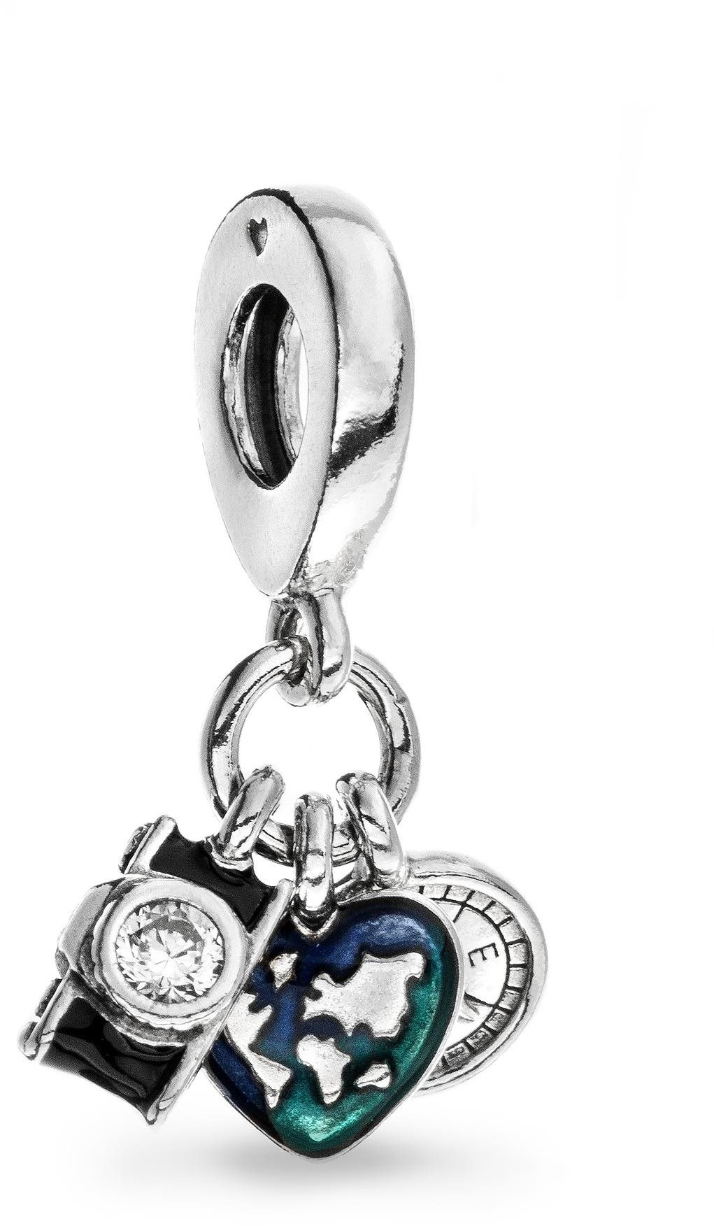 PANDORA Fotoaparát, srdce a kompas 792703C01 (Ag 925/1000, 2,2 g)