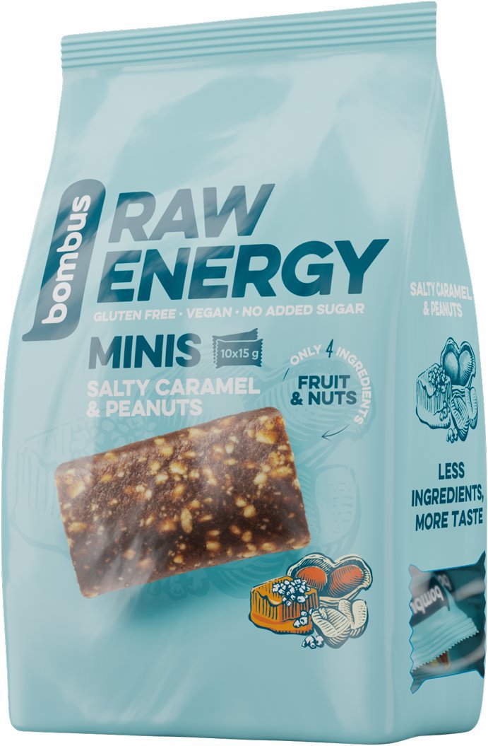 Bombus Raw Energy Minis Salty Caramel & Peanuts 10 × 15 g