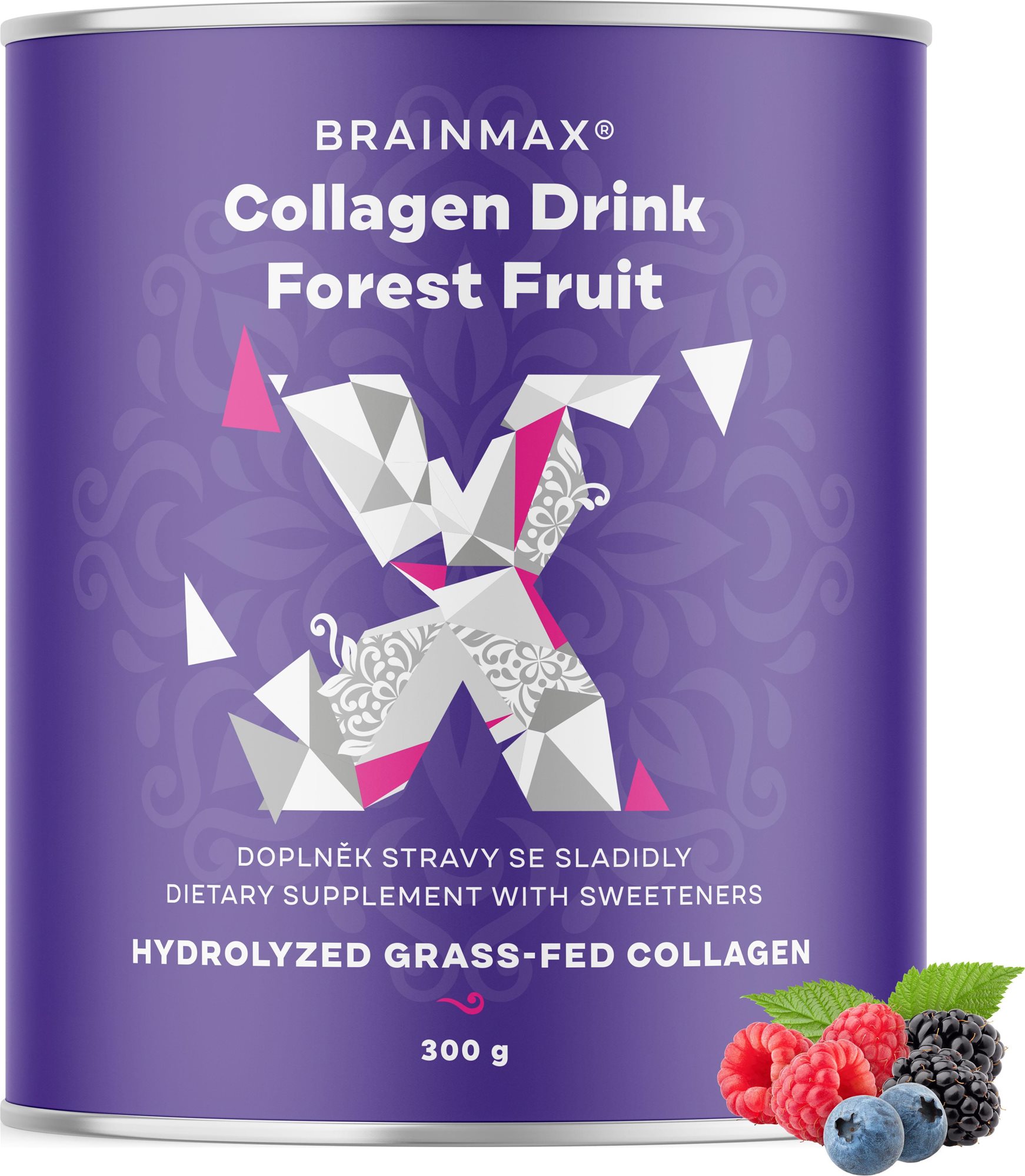 BrainMax Pure Collagen Drink, kolagen nápoj, lesní ovoce 300 g