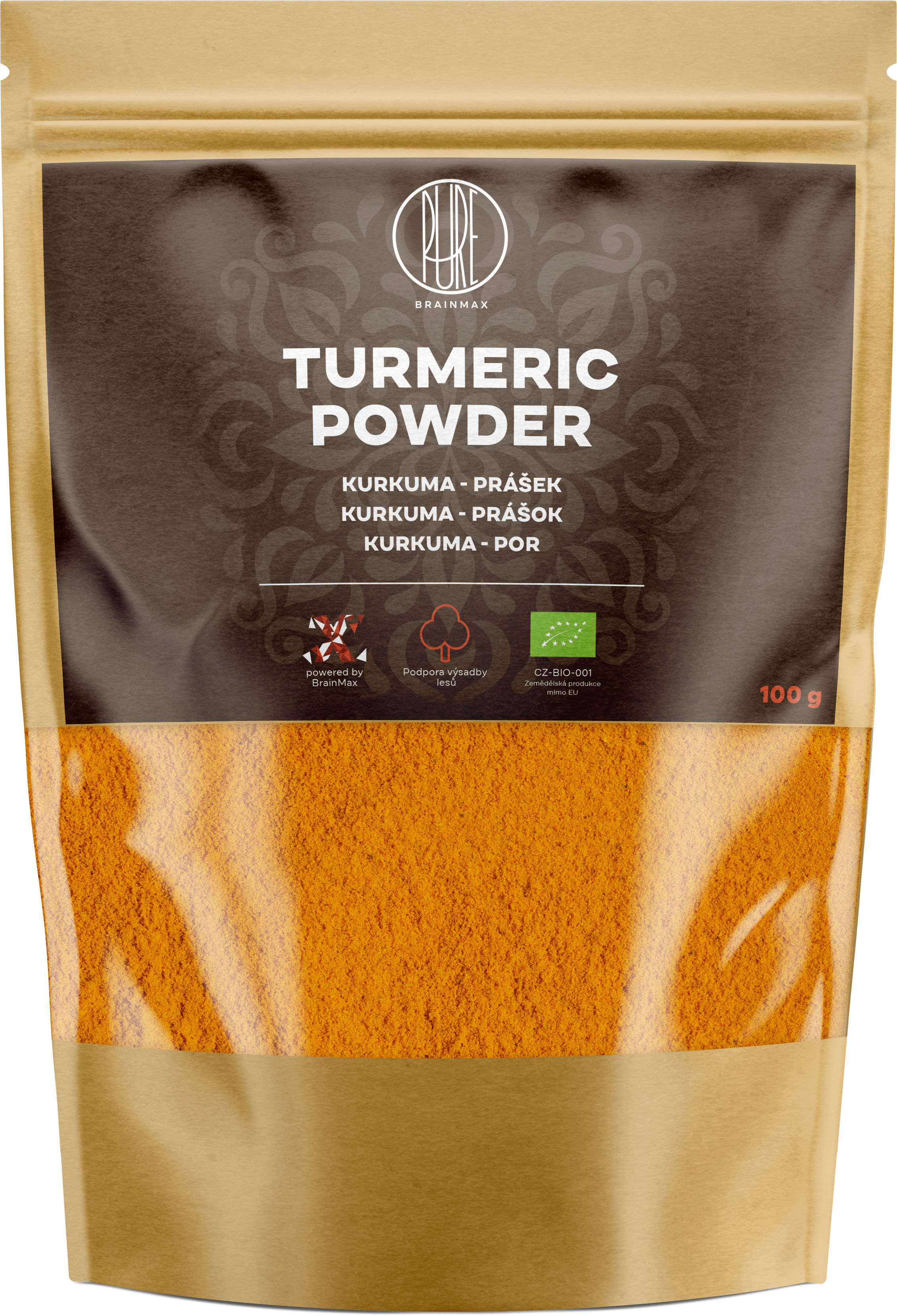 BrainMax Pure Turmeric Powder, Kurkuma BIO prášek, 100 g