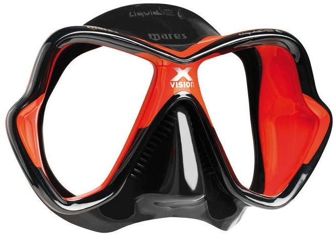 Mares X-Vision Ultra Liquidskin, černý silikon, červený rámeček