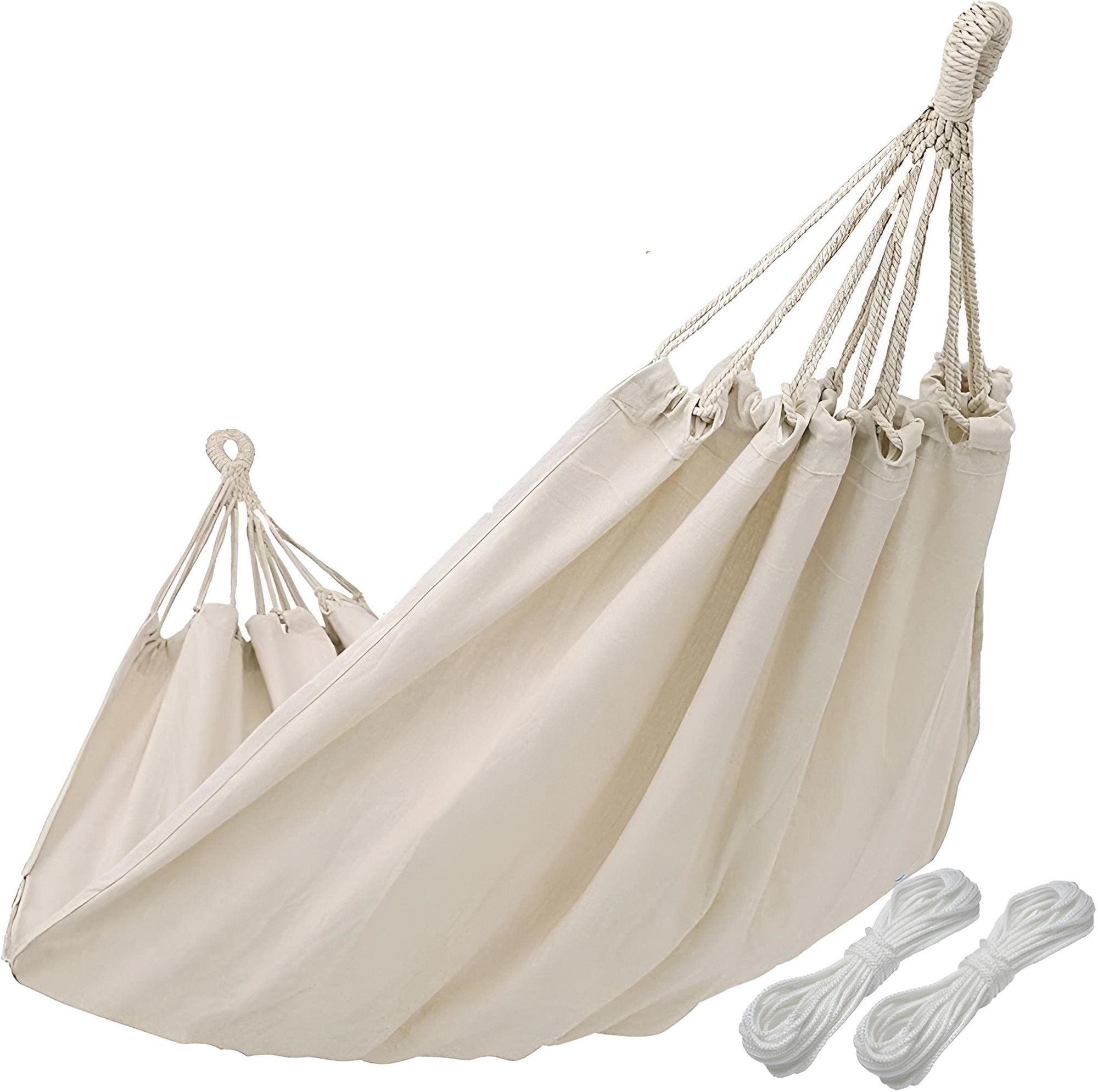 Verk 01905 Hamaka houpací síť dřevo 200×80 cm béžová