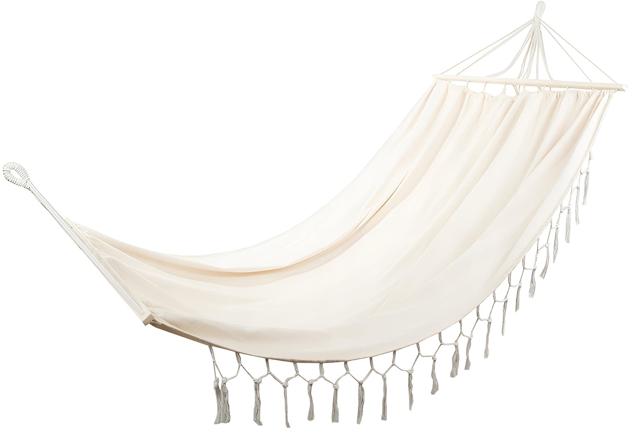 Verk 01904 Hamaka houpací síť dřevo 200×150 cm béžová