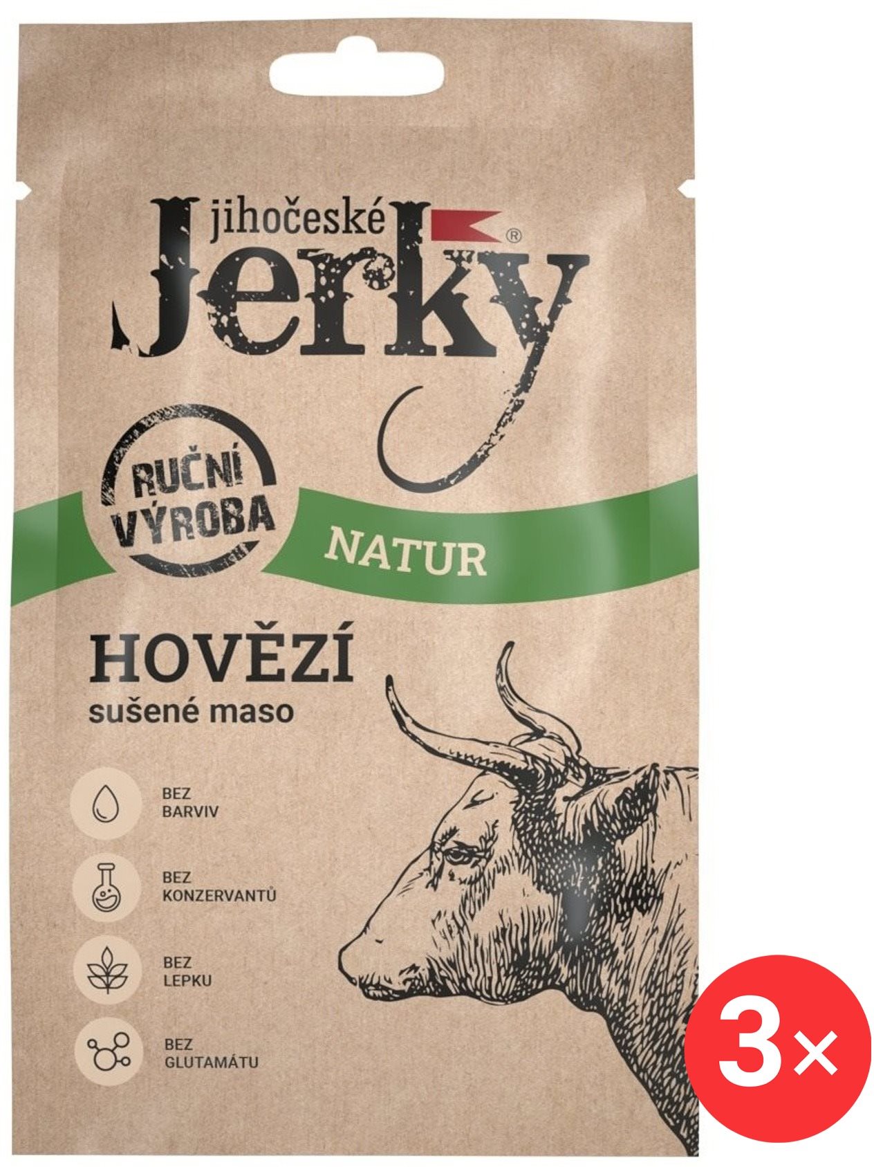 Jihočeské Jerky Hovězí natur 3 x 20 g
