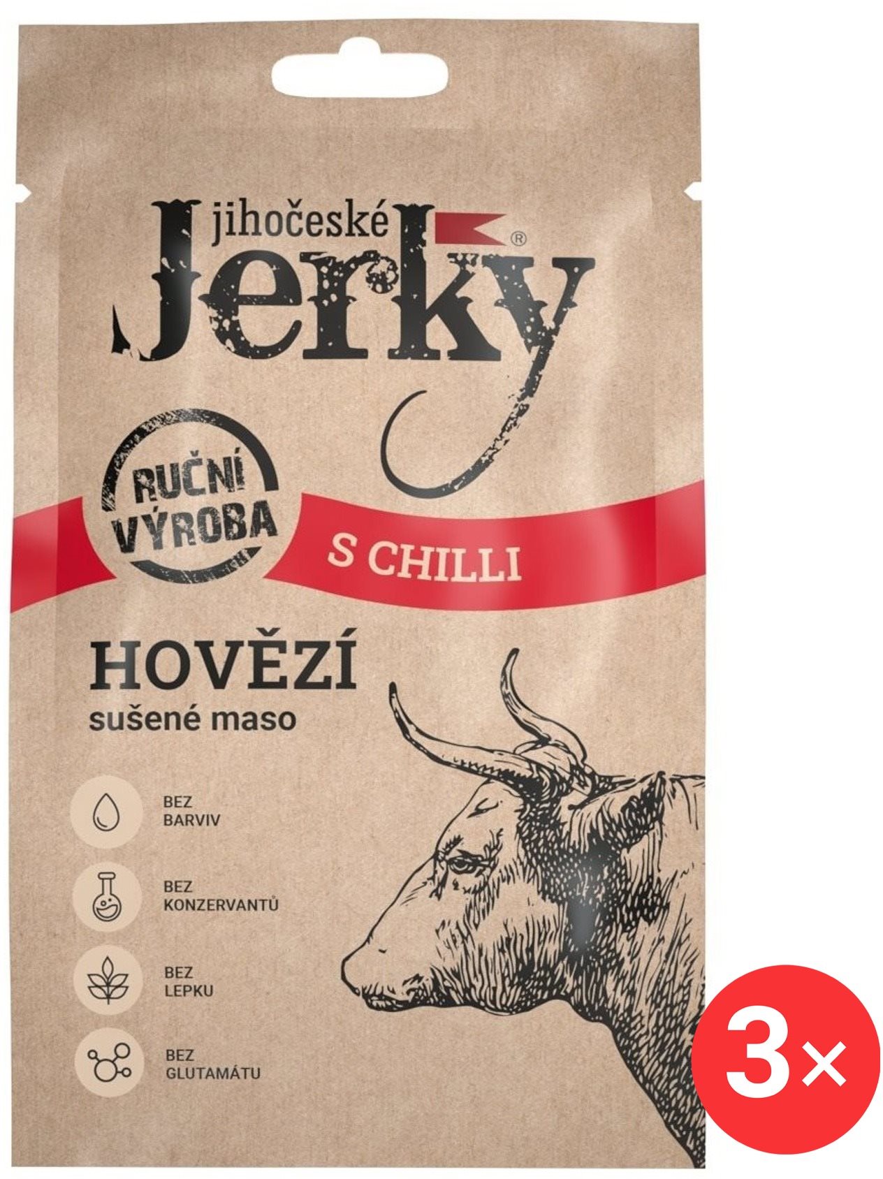 Jihočeské Jerky Hovězí s chilli 3 x 20 g
