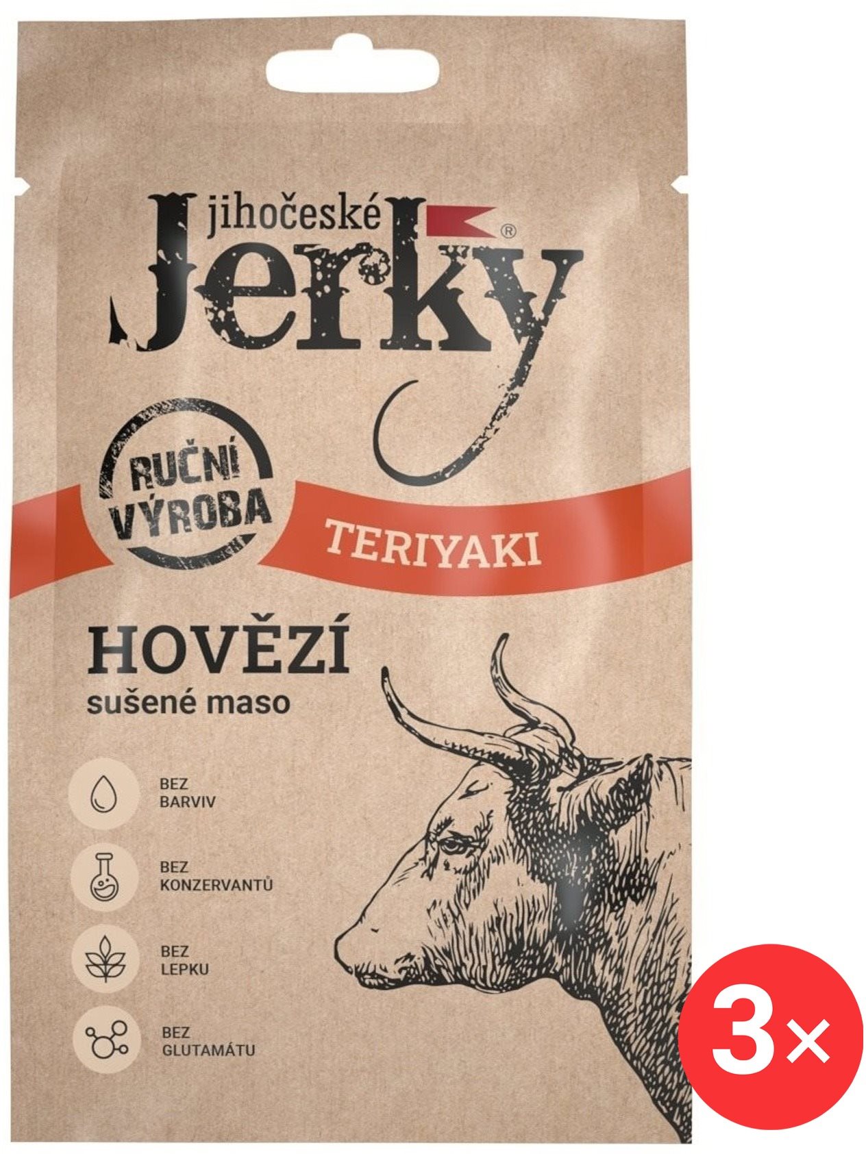 Jihočeské Jerky Hovězí teriyaki 3 x 20 g