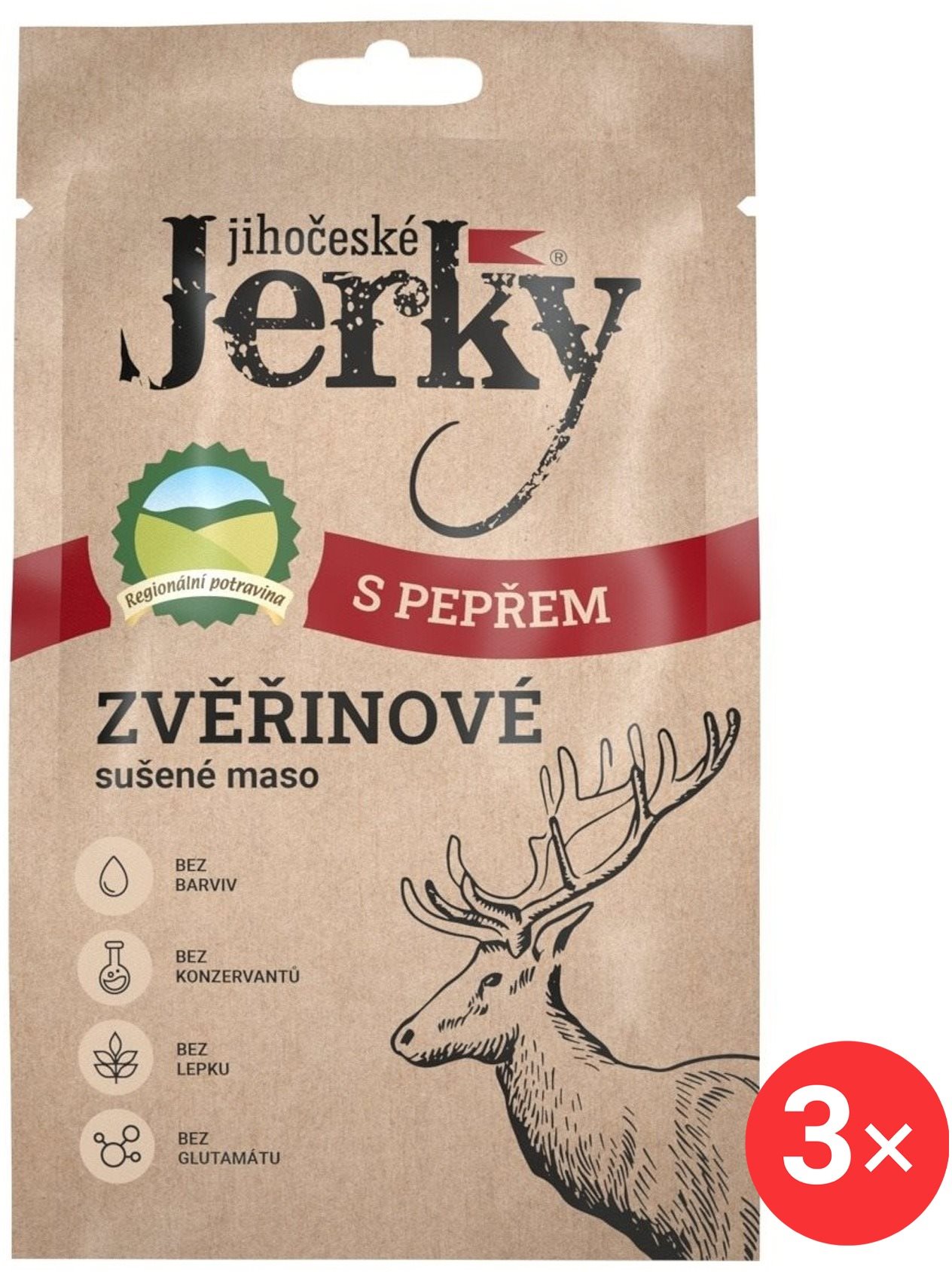 Jihočeské Jerky Zvěřinové s pepřem 3 x 20 g