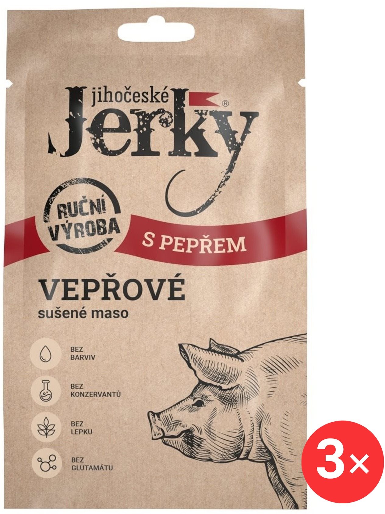 Jihočeské Jerky Vepřové s pepřem 3 x 20 g