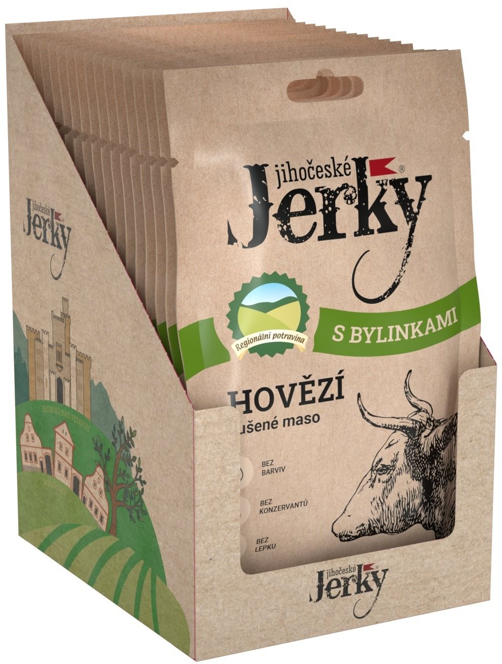 Jihočeské Jerky Hovězí s bylinkami 400 g (20 x 20 g)